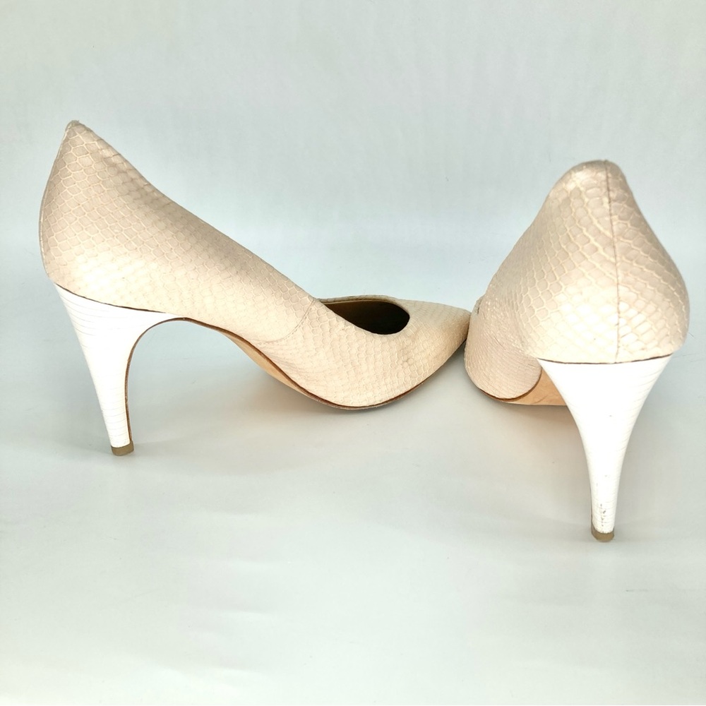 Diane Von Furstenberg Python Embossed Leather Pointed Toe Pumps - Picture 6 of 10